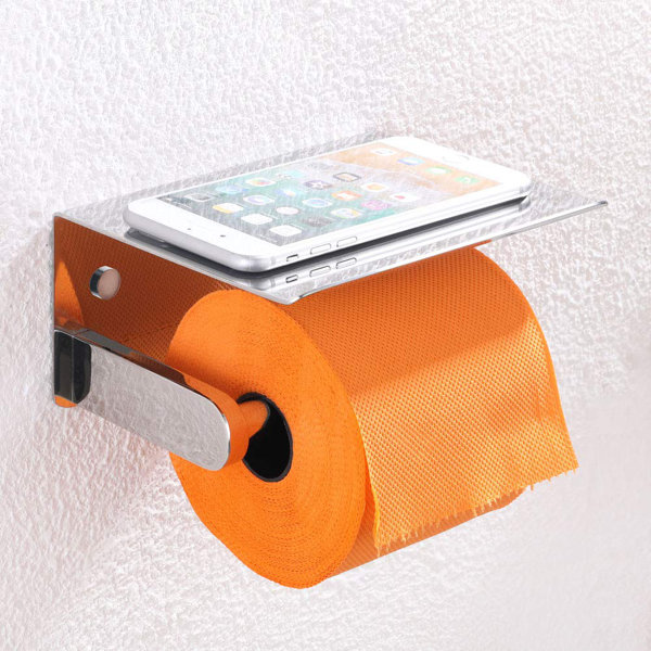 AngleSimple Stainless Steel Wall Mount Toilet Paper Holder with Shelf